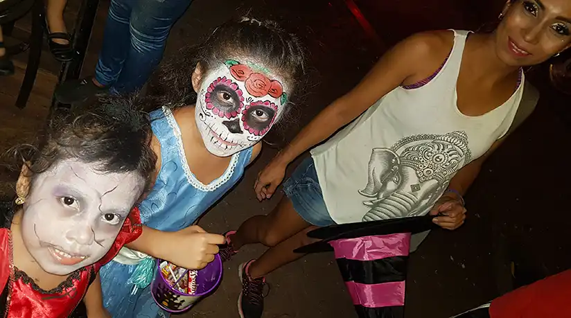 Children at Halloween in Mexico